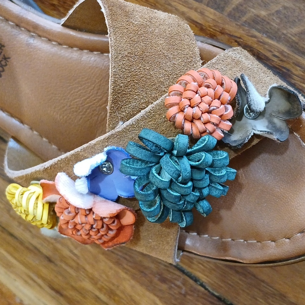 Mariella Suede 3D Multi Floral Wedge Sandal - 8 - Picture 13 of 13